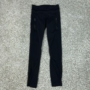 Lululemon Pants Womens 2 Black Zip Pocket Mesh Leggings‎ Athletic Yoga Running